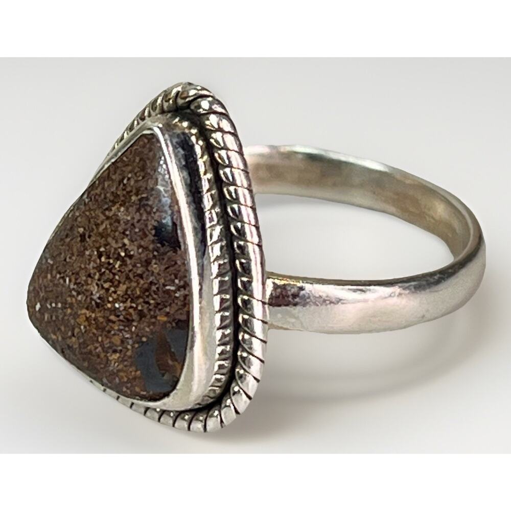 Natural Australian Boulder Opal Sterling Silver Ring Sz 6 Southwestern Handmade - Picture 6 of 16